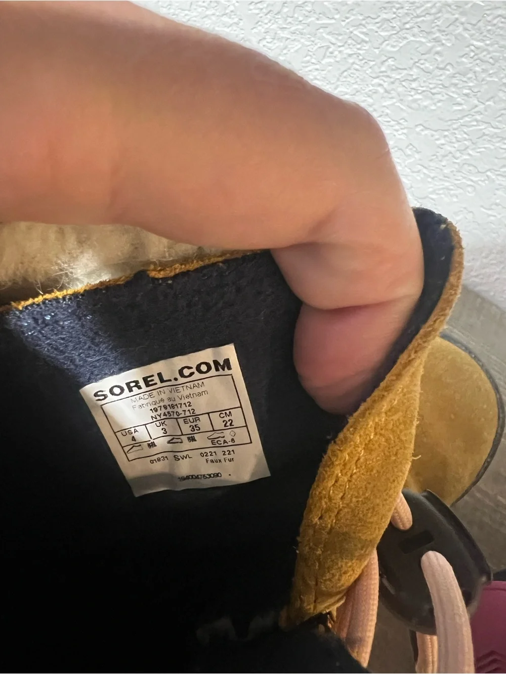 Tan Suede Winter Boots with Pink Sole
